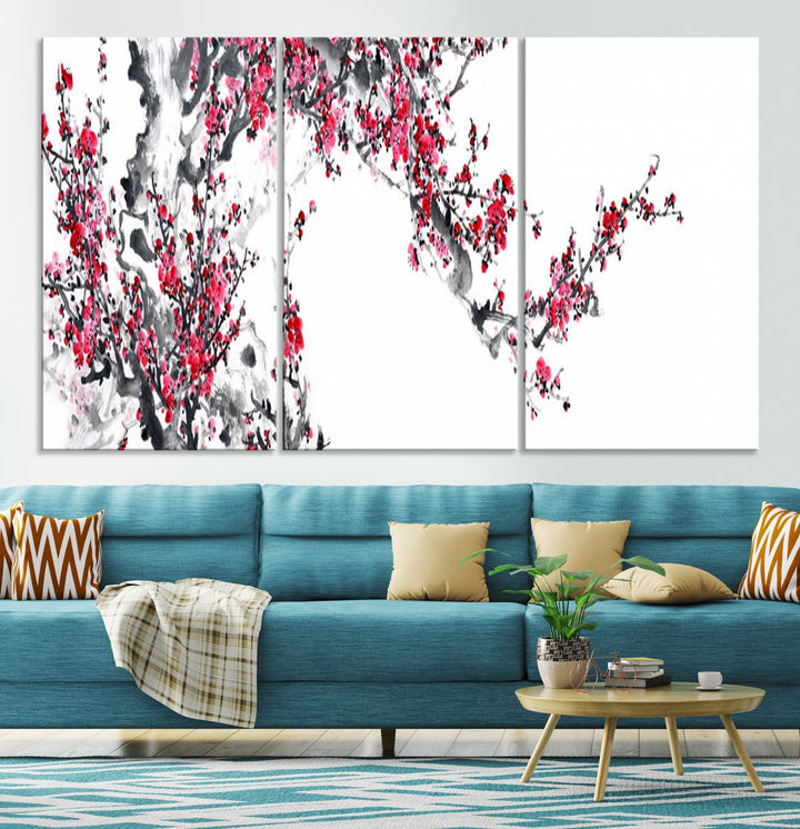 Blossoming Cherry Wall Art Japanese Painting Canvas Art Print