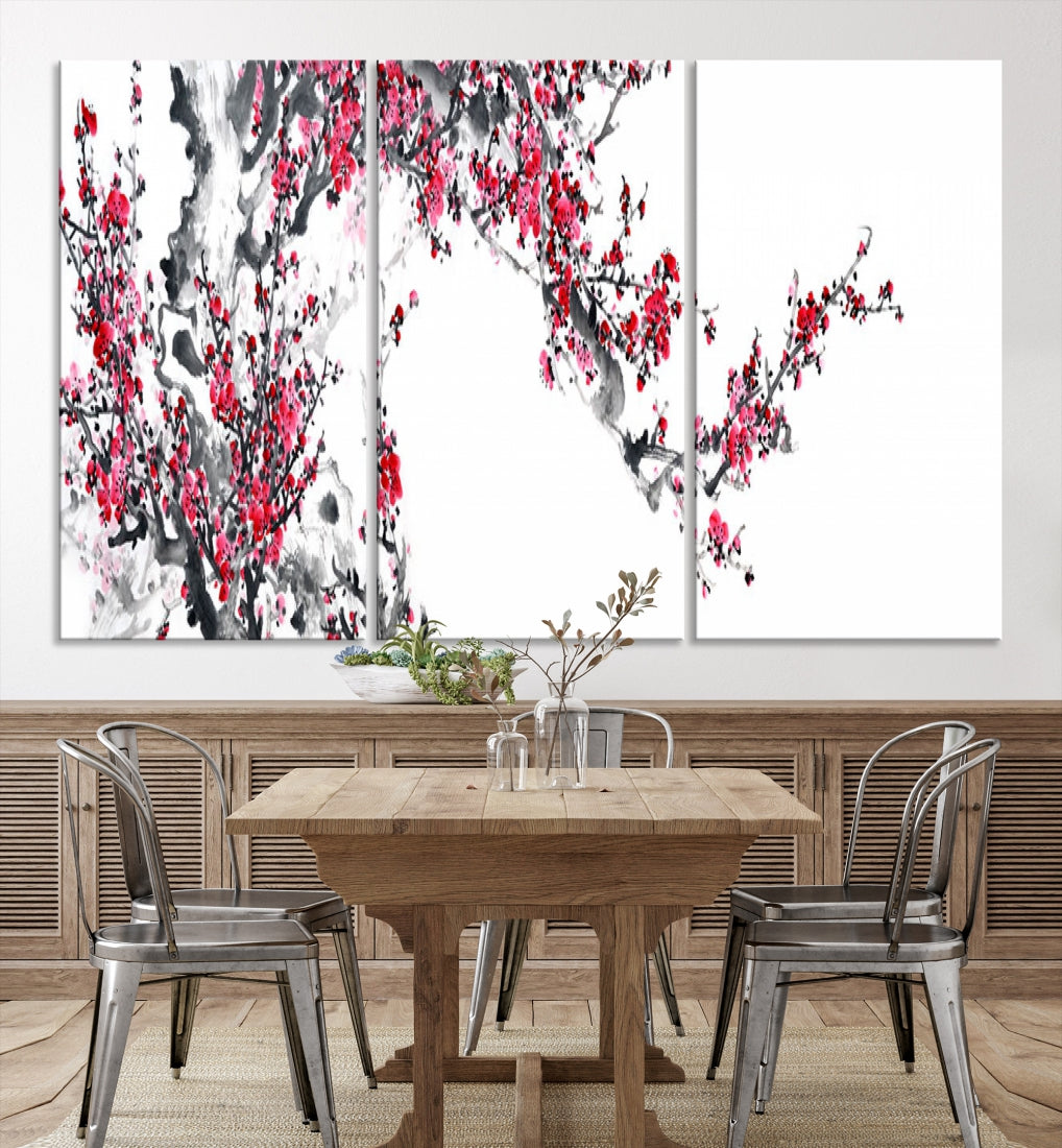 Blossoming Cherry Wall Art Japanese Painting Canvas Art Print