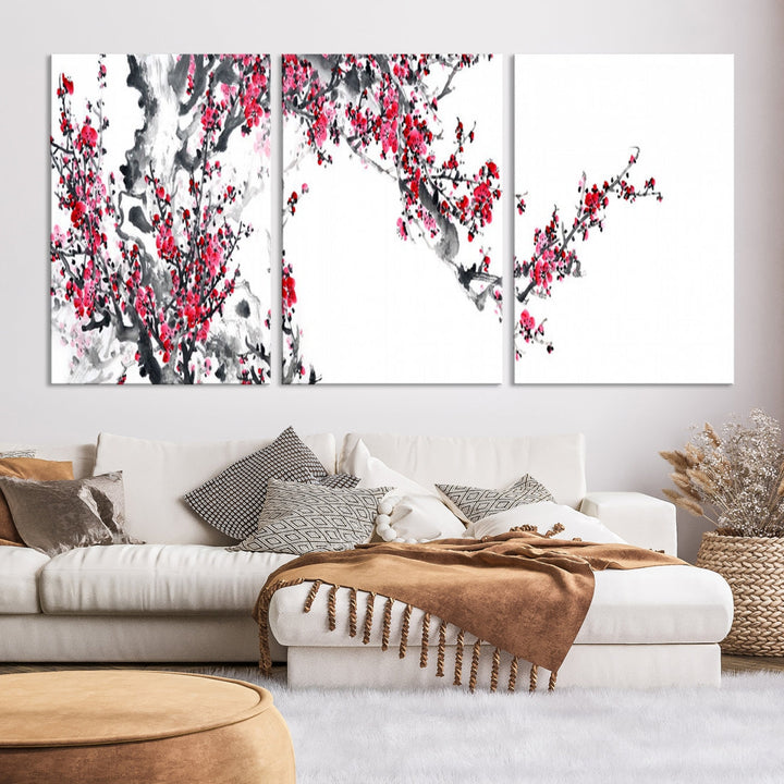 Blossoming Cherry Wall Art Japanese Painting Canvas Art Print