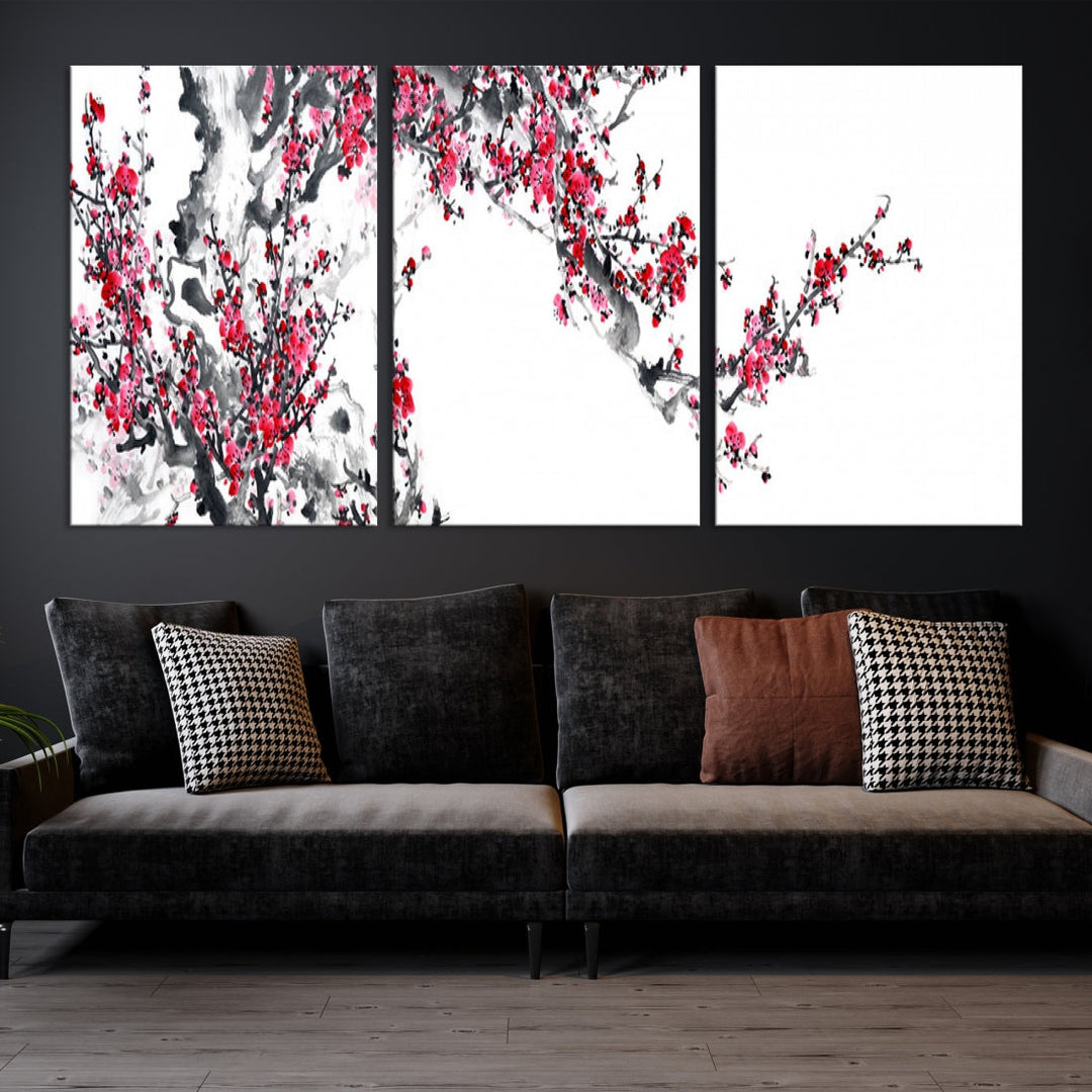 Blossoming Cherry Wall Art Japanese Painting Canvas Art Print