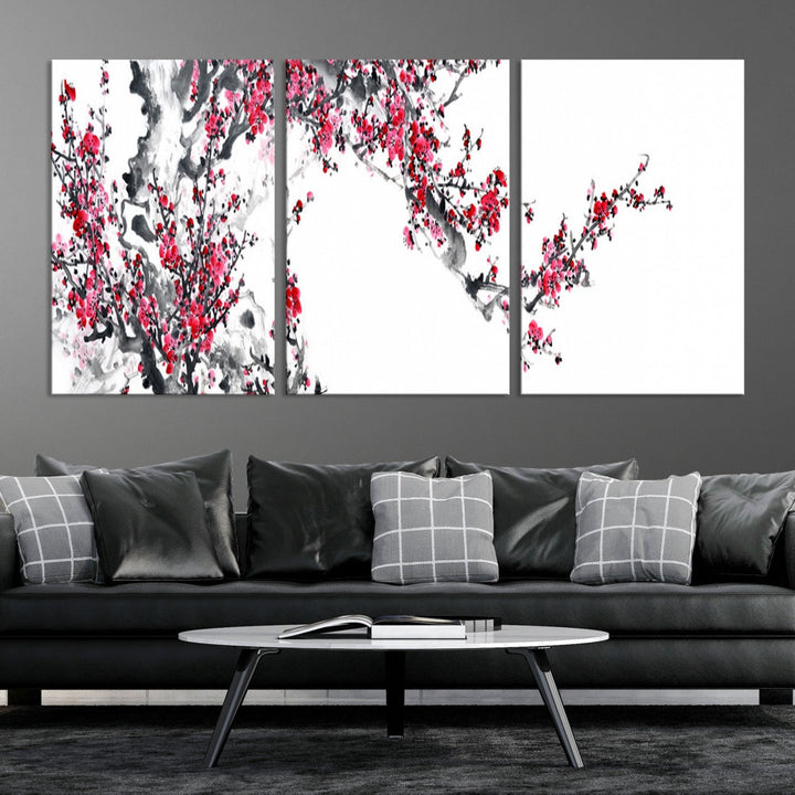 Blossoming Cherry Wall Art Japanese Painting Canvas Art Print