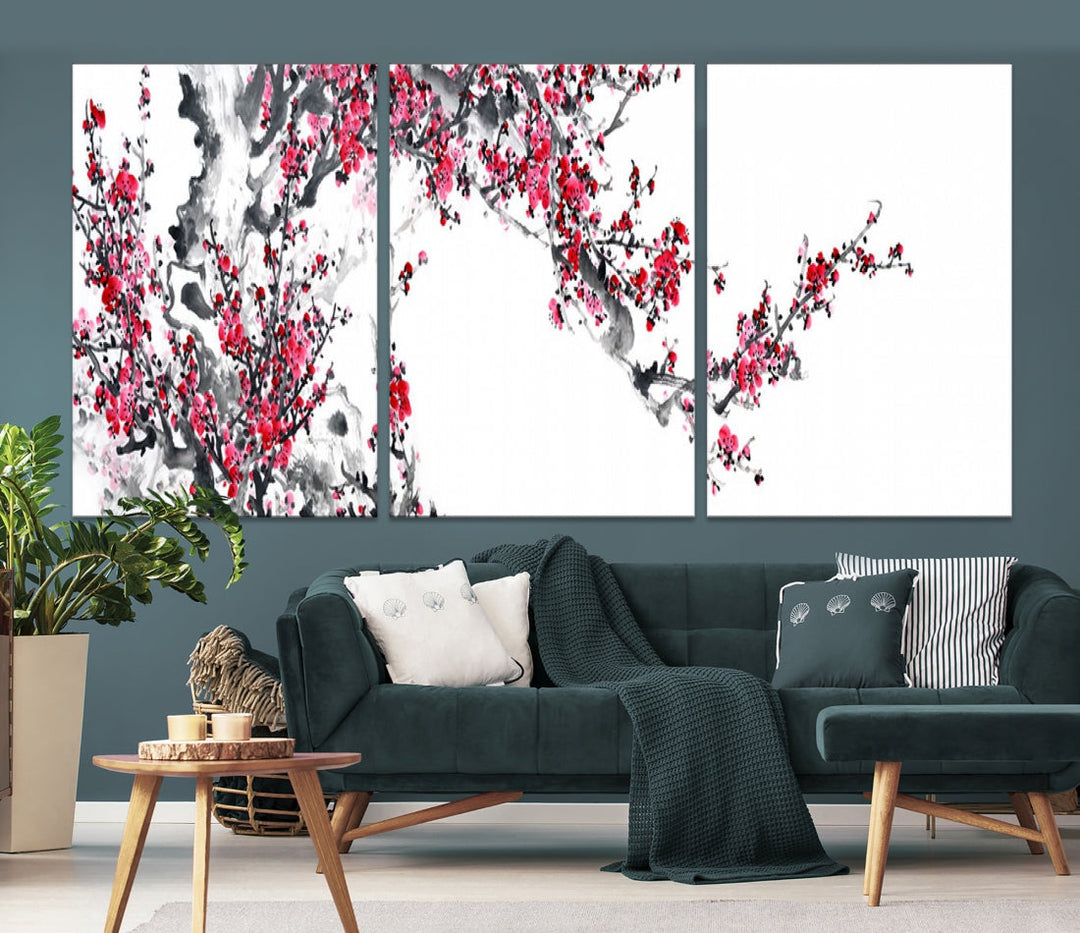 Blossoming Cherry Wall Art Japanese Painting Canvas Art Print