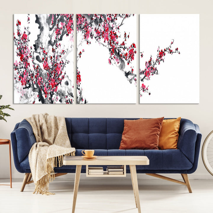 Blossoming Cherry Wall Art Japanese Painting Canvas Art Print