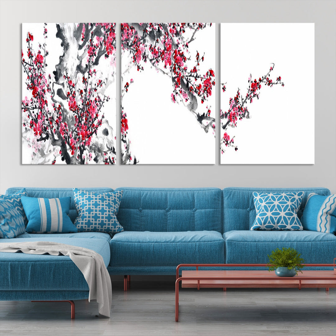 Blossoming Cherry Wall Art Japanese Painting Canvas Art Print