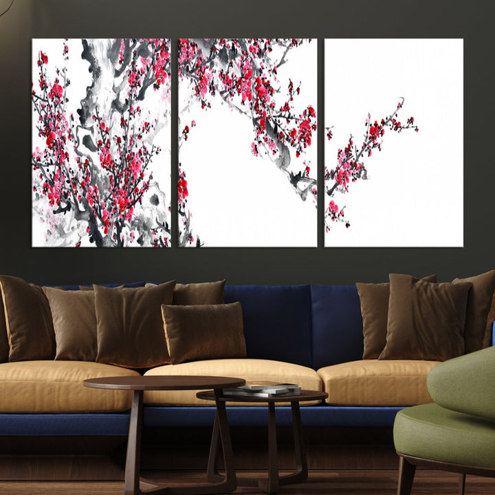 Blossoming Cherry Wall Art Japanese Painting Canvas Art Print