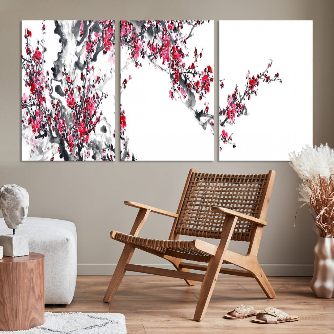 Blossoming Cherry Wall Art Japanese Painting Canvas Art Print