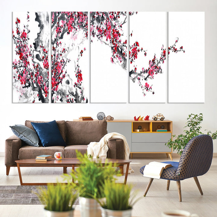 Blossoming Cherry Wall Art Japanese Painting Canvas Art Print