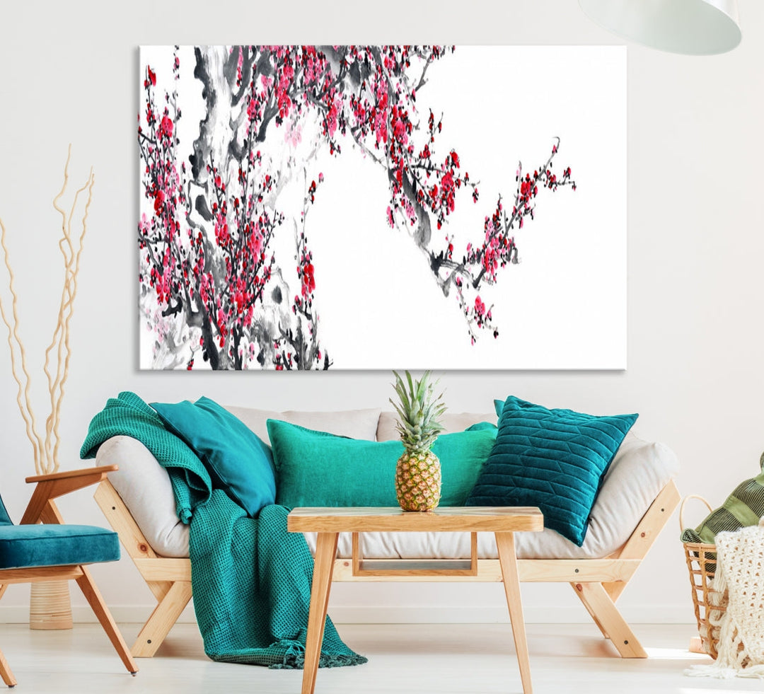 Blossoming Cherry Wall Art Japanese Painting Canvas Art Print