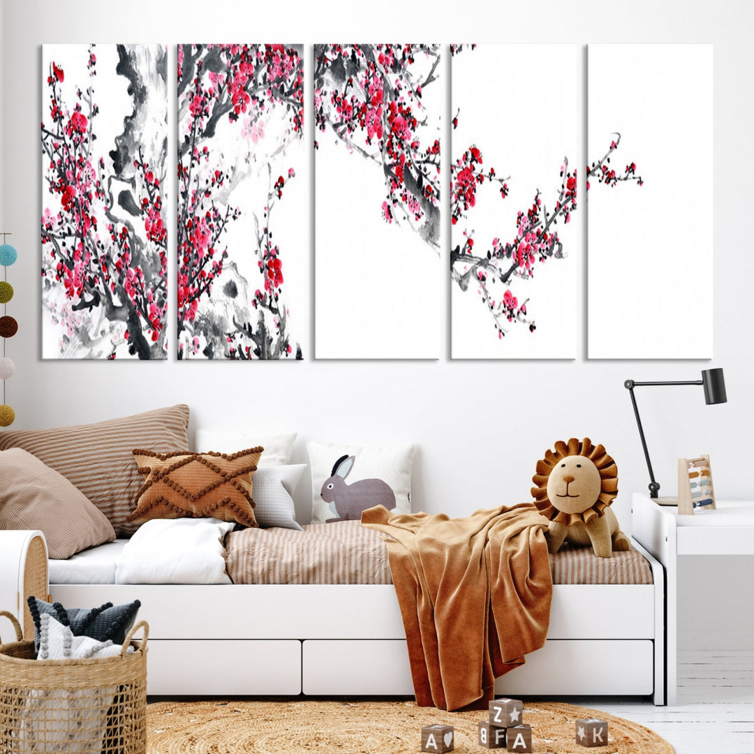 Blossoming Cherry Wall Art Japanese Painting Canvas Art Print