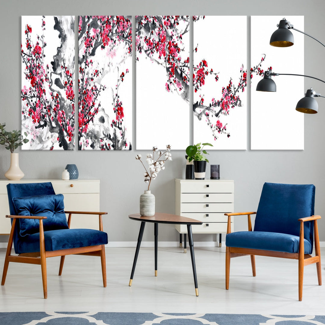 Blossoming Cherry Wall Art Japanese Painting Canvas Art Print