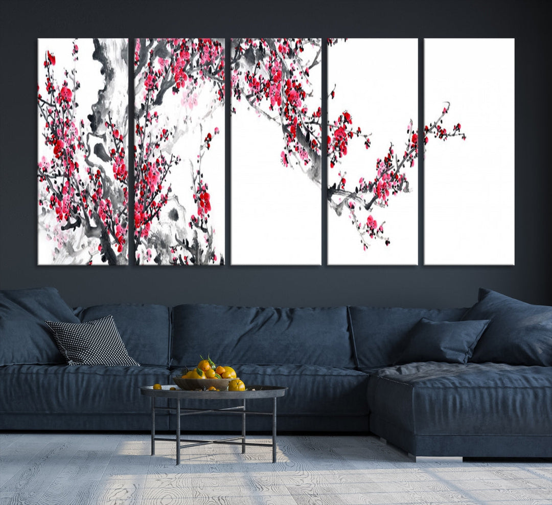 Blossoming Cherry Wall Art Japanese Painting Canvas Art Print