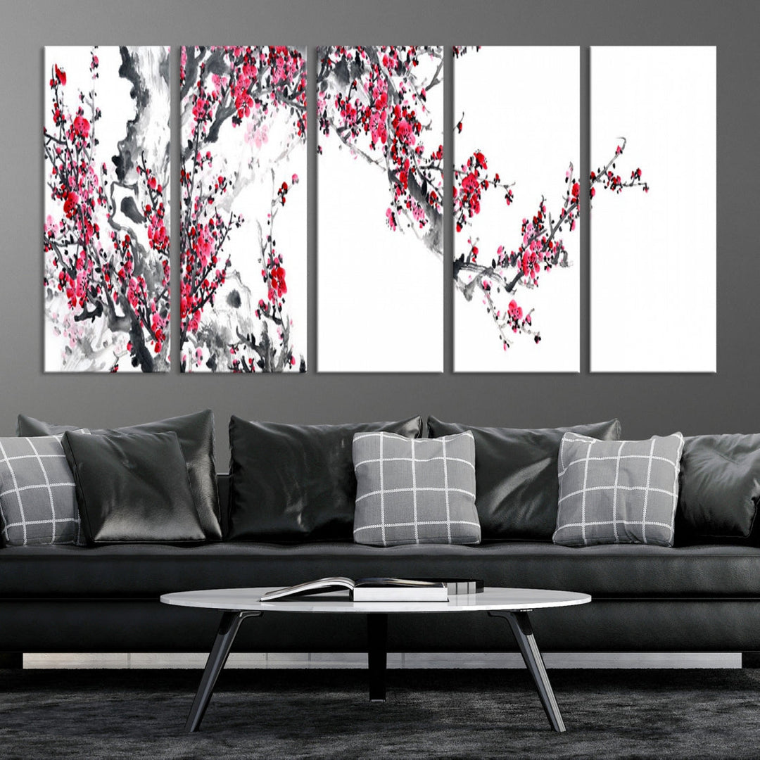 Blossoming Cherry Wall Art Japanese Painting Canvas Art Print