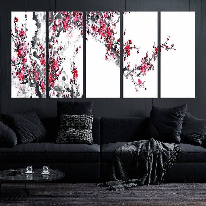 Blossoming Cherry Wall Art Japanese Painting Canvas Art Print