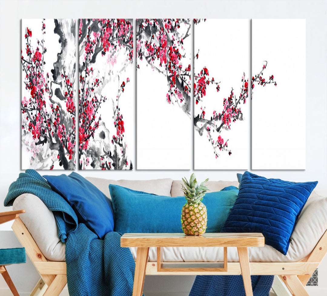 Blossoming Cherry Wall Art Japanese Painting Canvas Art Print