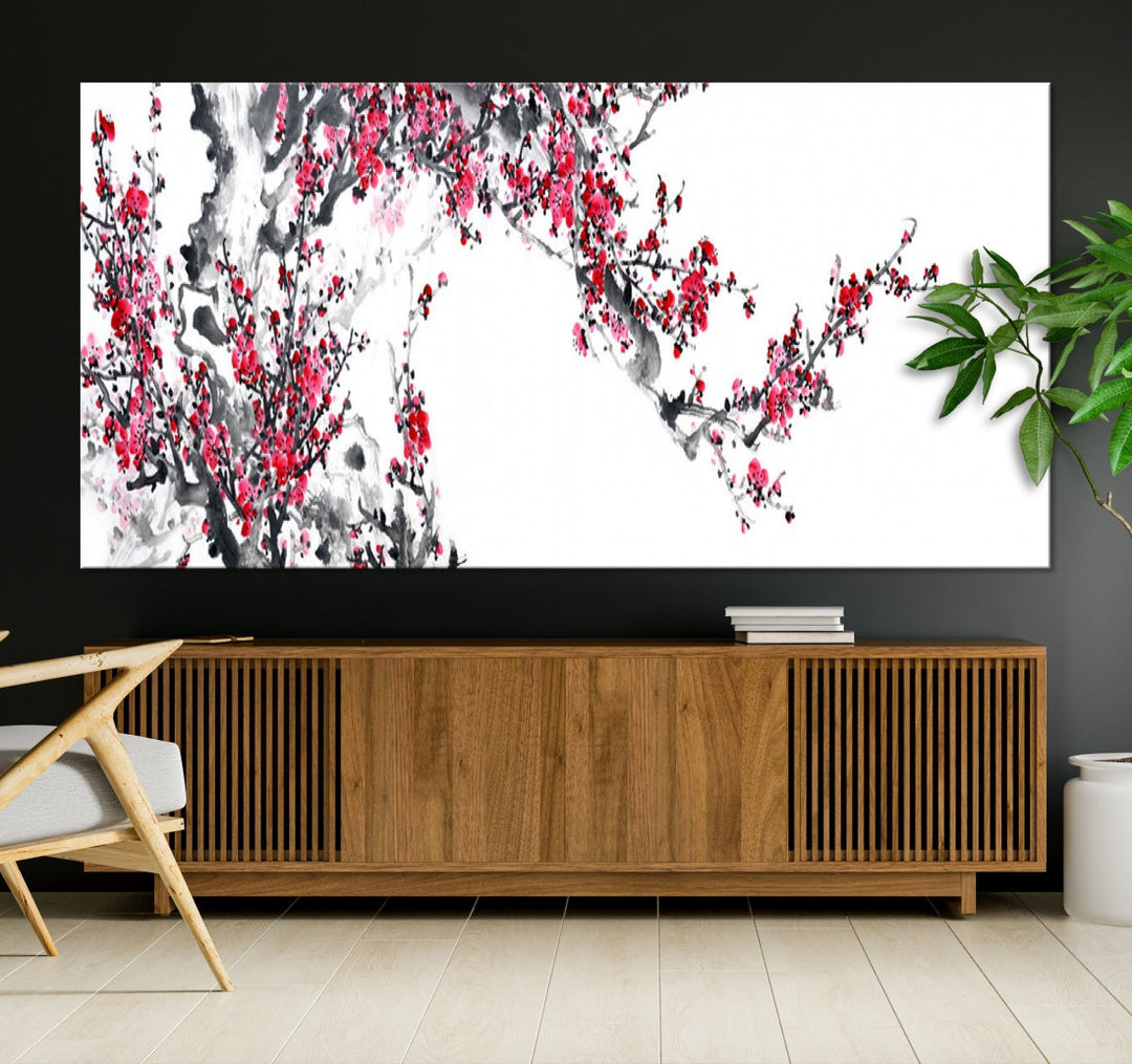 Blossoming Cherry Wall Art Japanese Painting Canvas Art Print