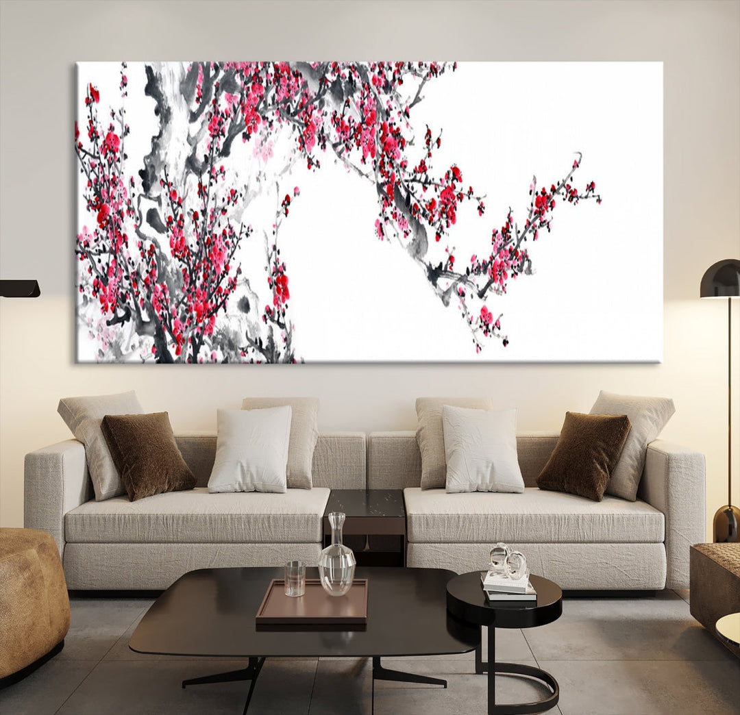 Blossoming Cherry Wall Art Japanese Painting Canvas Art Print