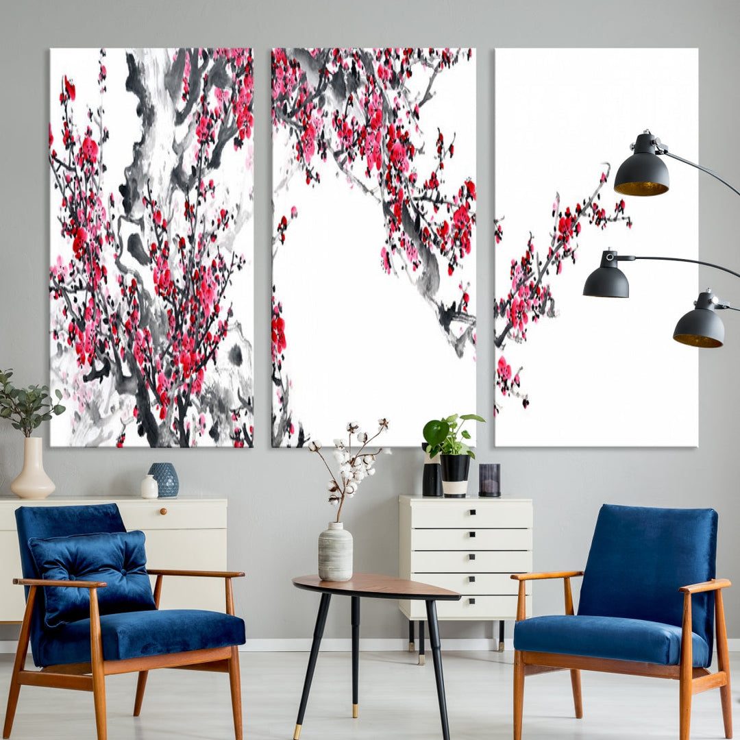 Blossoming Cherry Wall Art Japanese Painting Canvas Art Print