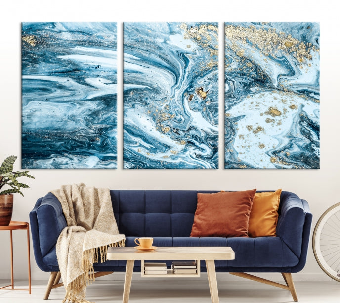 Blue Abstract Cloudy Sky Extra Large Canvas Art Print Framed Wall Decor