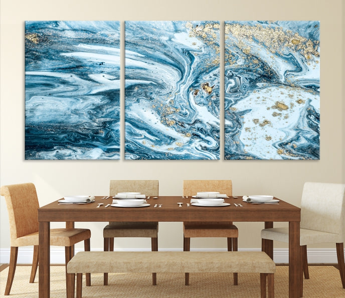 Blue Abstract Cloudy Sky Extra Large Canvas Art Print Framed Wall Decor