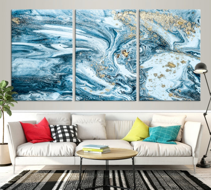 Blue Abstract Cloudy Sky Extra Large Canvas Art Print Framed Wall Decor