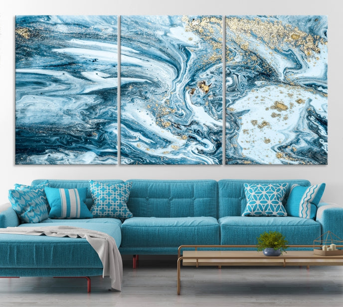 Blue Abstract Cloudy Sky Extra Large Canvas Art Print Framed Wall Decor