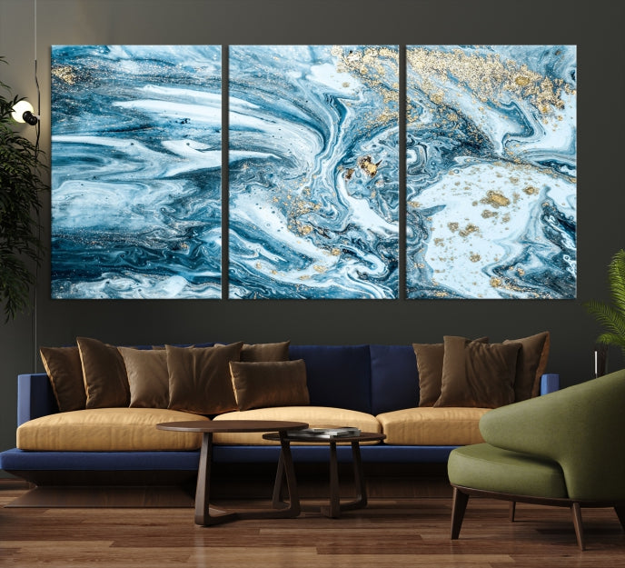 Blue Abstract Cloudy Sky Extra Large Canvas Art Print Framed Wall Decor