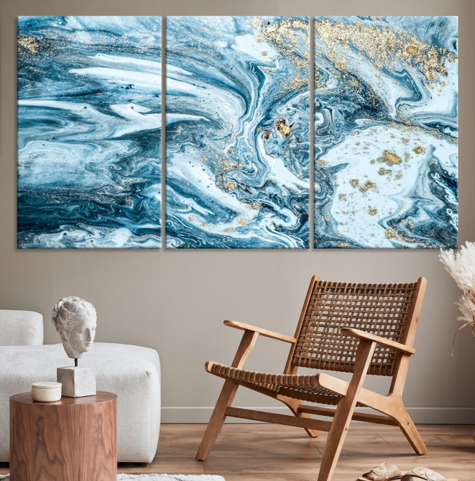 Blue Abstract Cloudy Sky Extra Large Canvas Art Print Framed Wall Decor