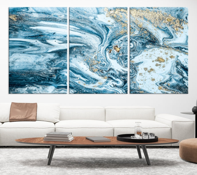 Blue Abstract Cloudy Sky Extra Large Canvas Art Print Framed Wall Decor