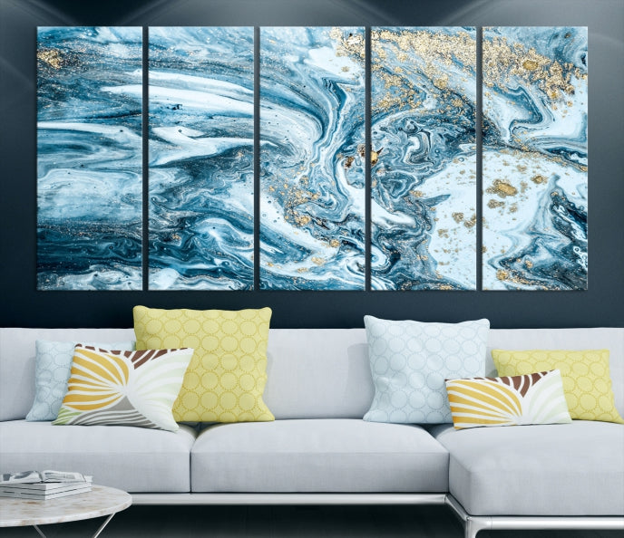 Blue Abstract Cloudy Sky Extra Large Canvas Art Print Framed Wall Decor