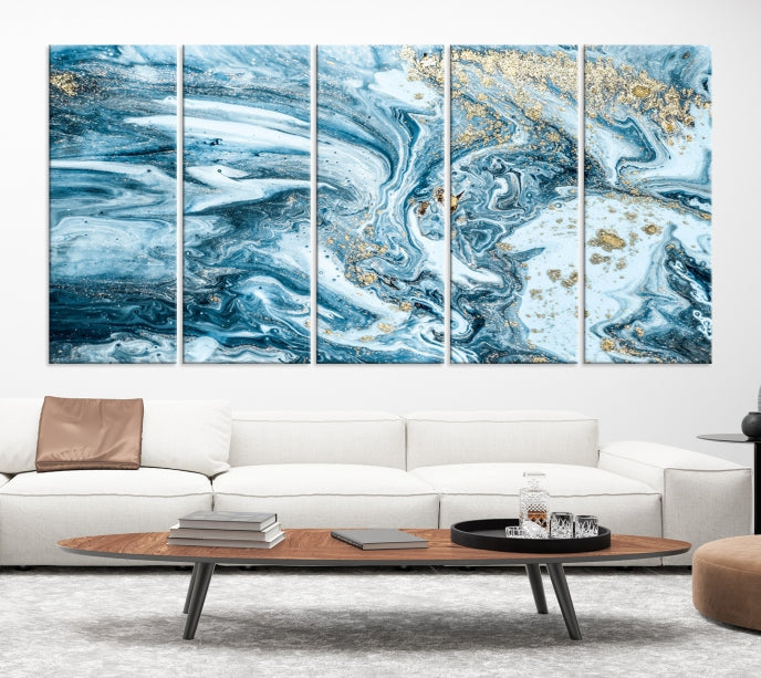 Blue Abstract Cloudy Sky Extra Large Canvas Art Print Framed Wall Decor