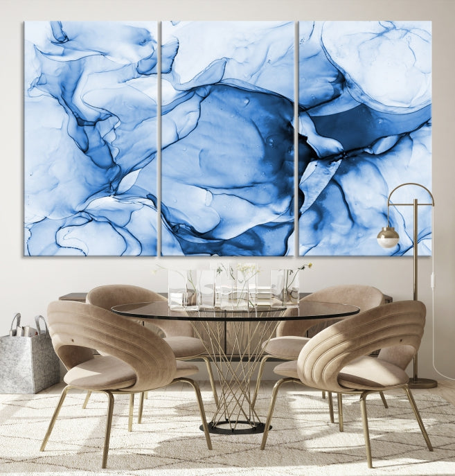 Blue Abstract Marble Large Wall Decor Modern Canvas Print