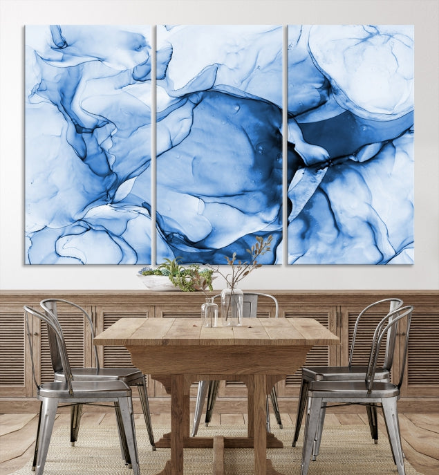 Blue Abstract Marble Large Wall Decor Modern Canvas Print