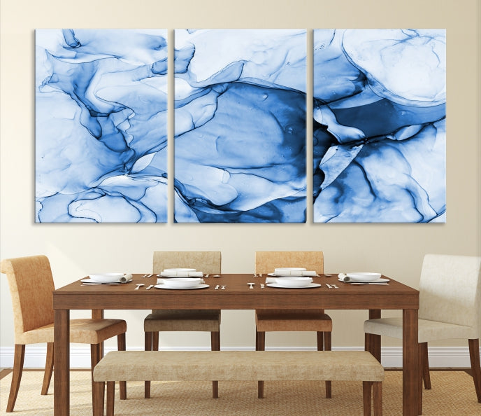 Blue Abstract Marble Large Wall Decor Modern Canvas Print