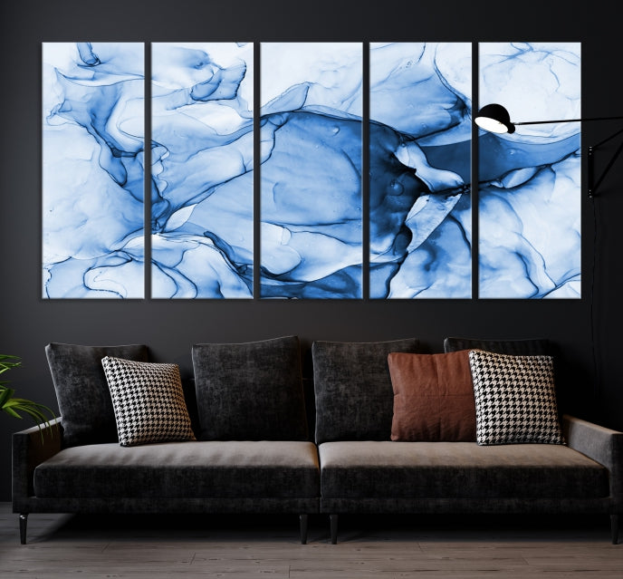 Blue Abstract Marble Large Wall Decor Modern Canvas Print