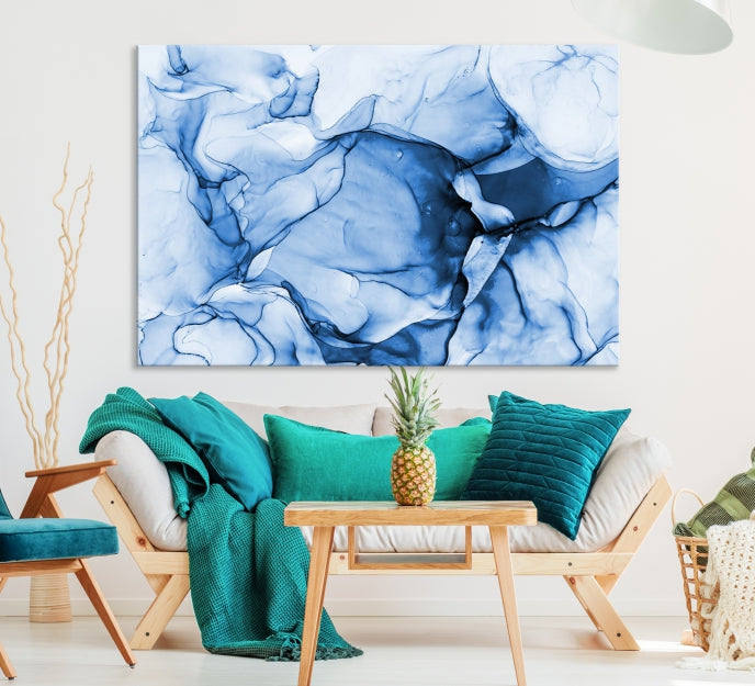 Blue Abstract Marble Large Wall Decor Modern Canvas Print