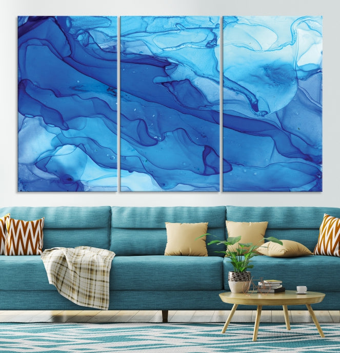 Blue Abstract Marble Wall Decor Extra Large Wall Art Print