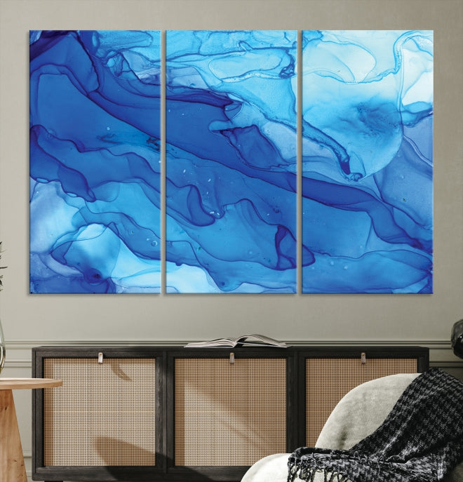 Blue Abstract Marble Wall Decor Extra Large Wall Art Print