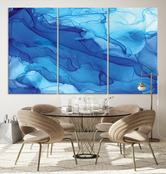 Blue Abstract Marble Wall Decor Extra Large Wall Art Print