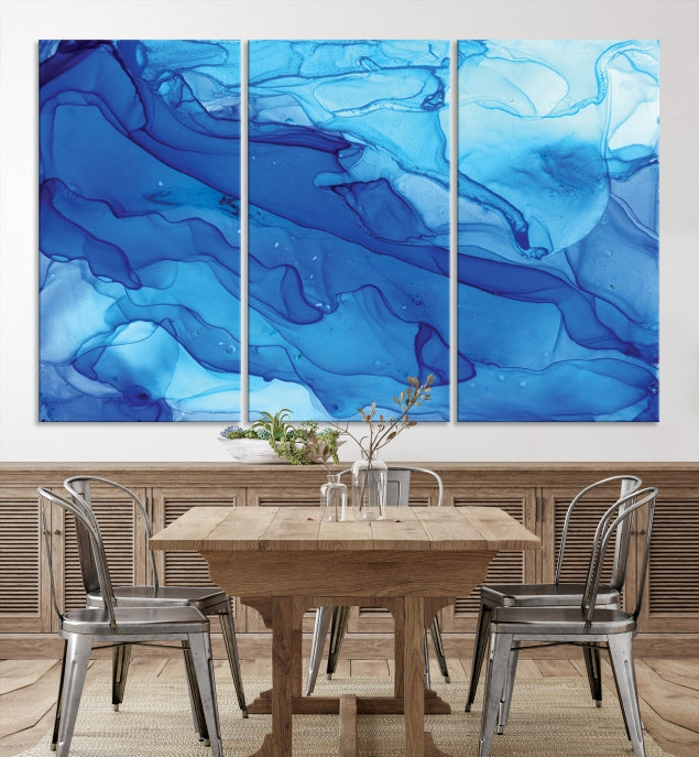 Blue Abstract Marble Wall Decor Extra Large Wall Art Print