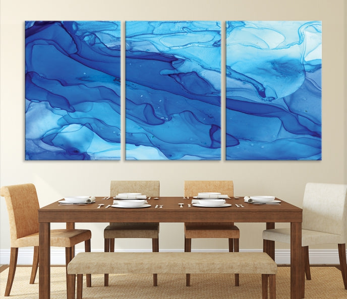 Blue Abstract Marble Wall Decor Extra Large Wall Art Print