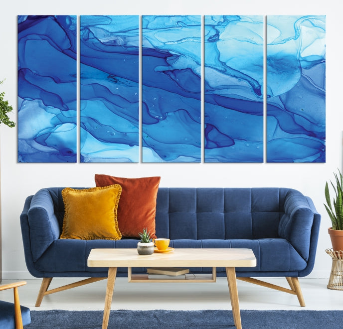 Blue Abstract Marble Wall Decor Extra Large Wall Art Print