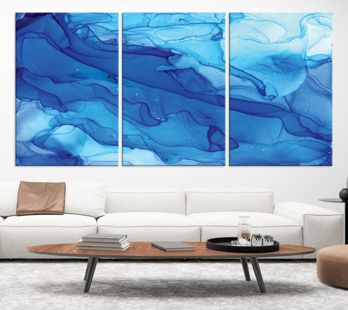 Blue Abstract Marble Wall Decor Extra Large Wall Art Print