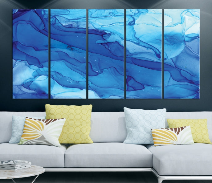 Blue Abstract Marble Wall Decor Extra Large Wall Art Print