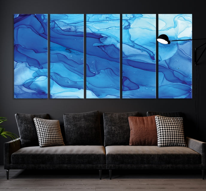 Blue Abstract Marble Wall Decor Extra Large Wall Art Print