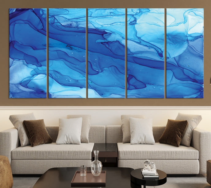 Blue Abstract Marble Wall Decor Extra Large Wall Art Print