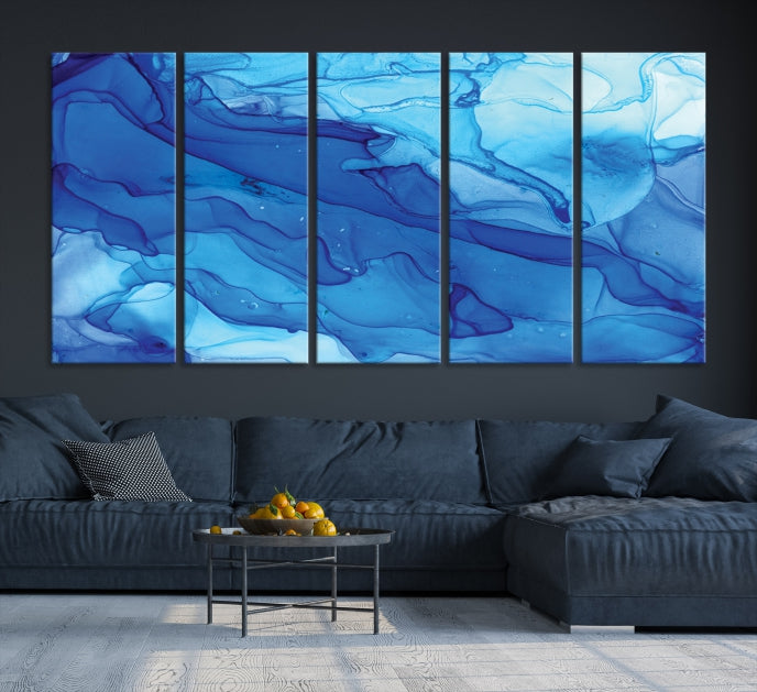 Blue Abstract Marble Wall Decor Extra Large Wall Art Print