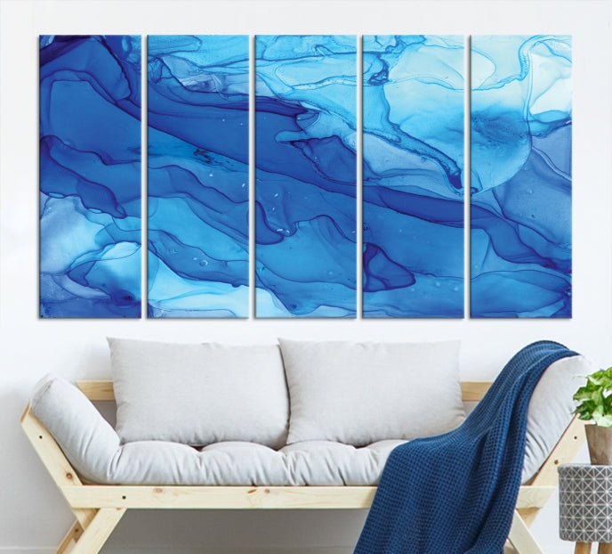 Blue Abstract Marble Wall Decor Extra Large Wall Art Print