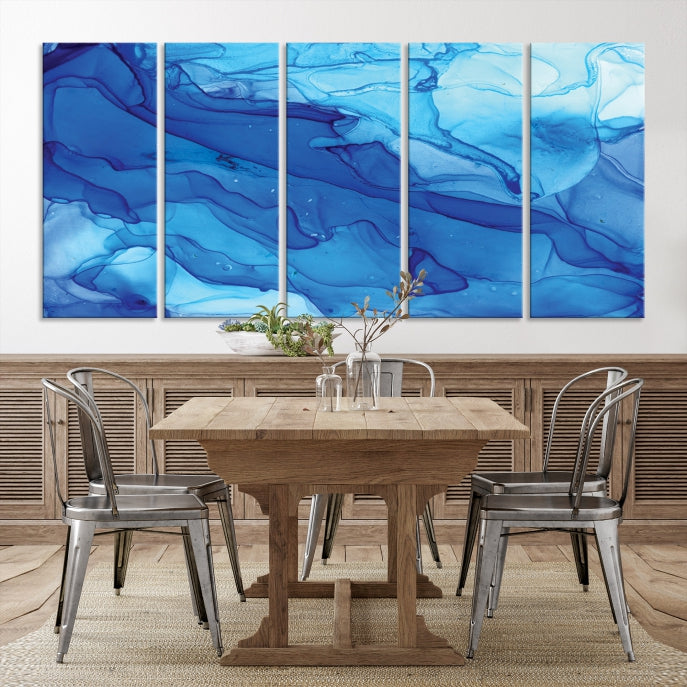 Blue Abstract Marble Wall Decor Extra Large Wall Art Print