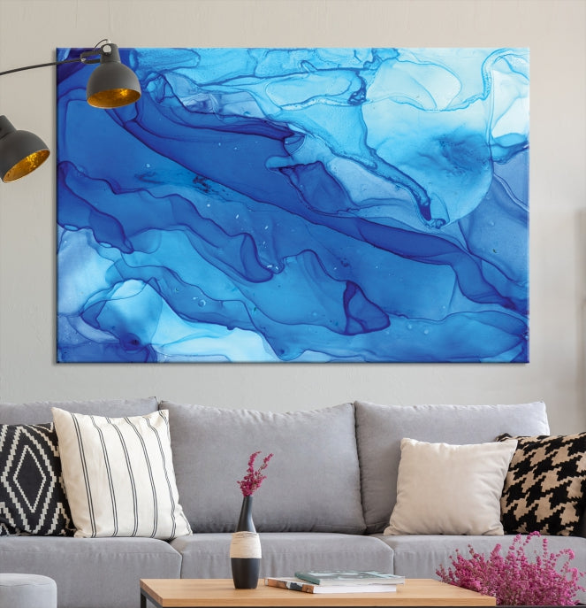 Blue Abstract Marble Wall Decor Extra Large Wall Art Print