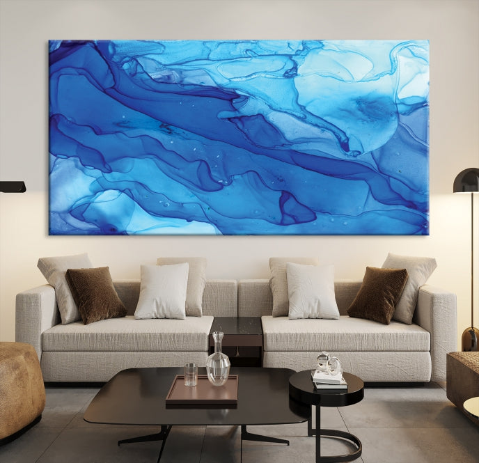 Blue Abstract Marble Wall Decor Extra Large Wall Art Print